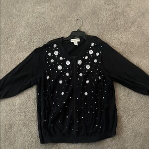 Cathy Daniels Black Knit Top with White Label Detail